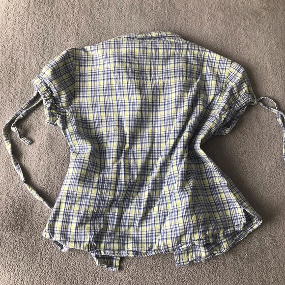 SOYA Plaid Button Up Short Sleeve Blouse - Picture 2 of 5